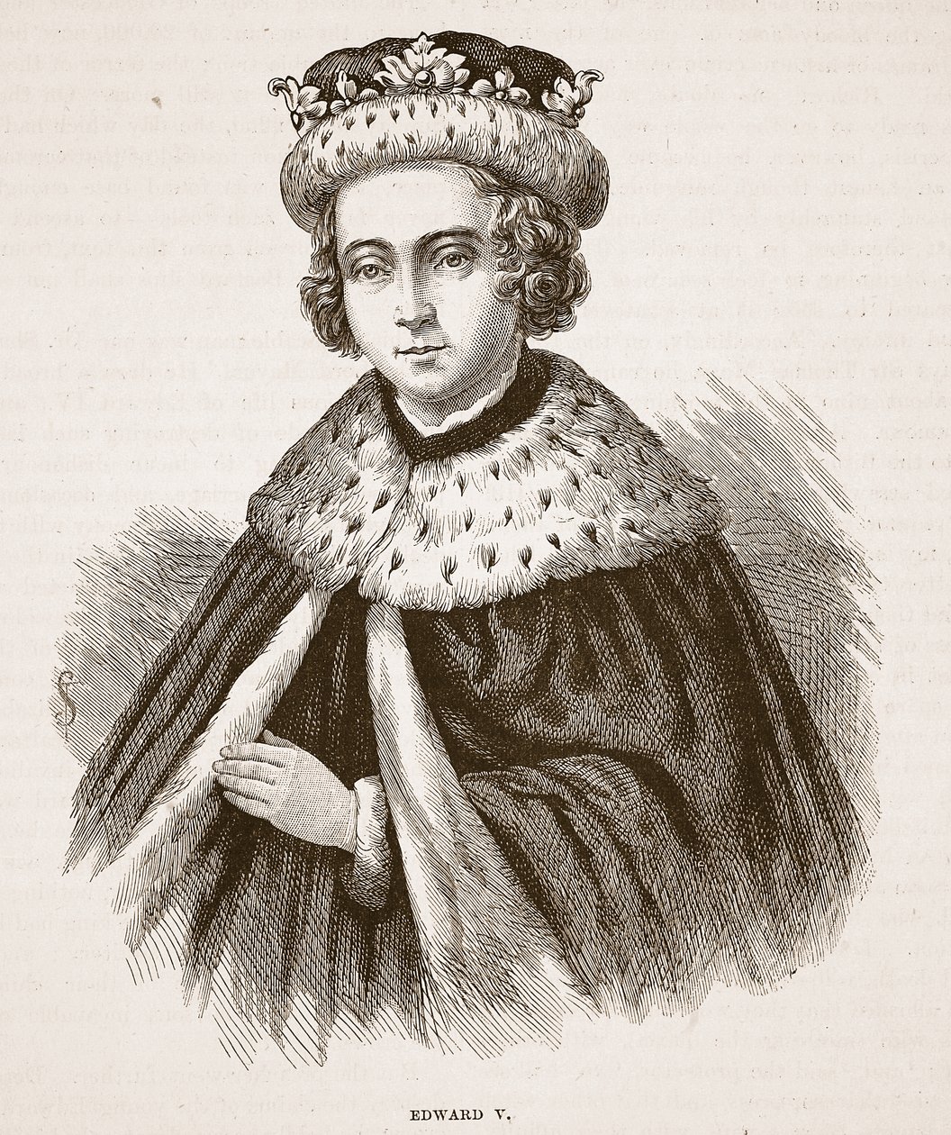 إدوارد الخامس ، رسم توضيحي من Cassells Illustrated History of England (sepia photo) بواسطة مدرسة اللغة الإنجليزية