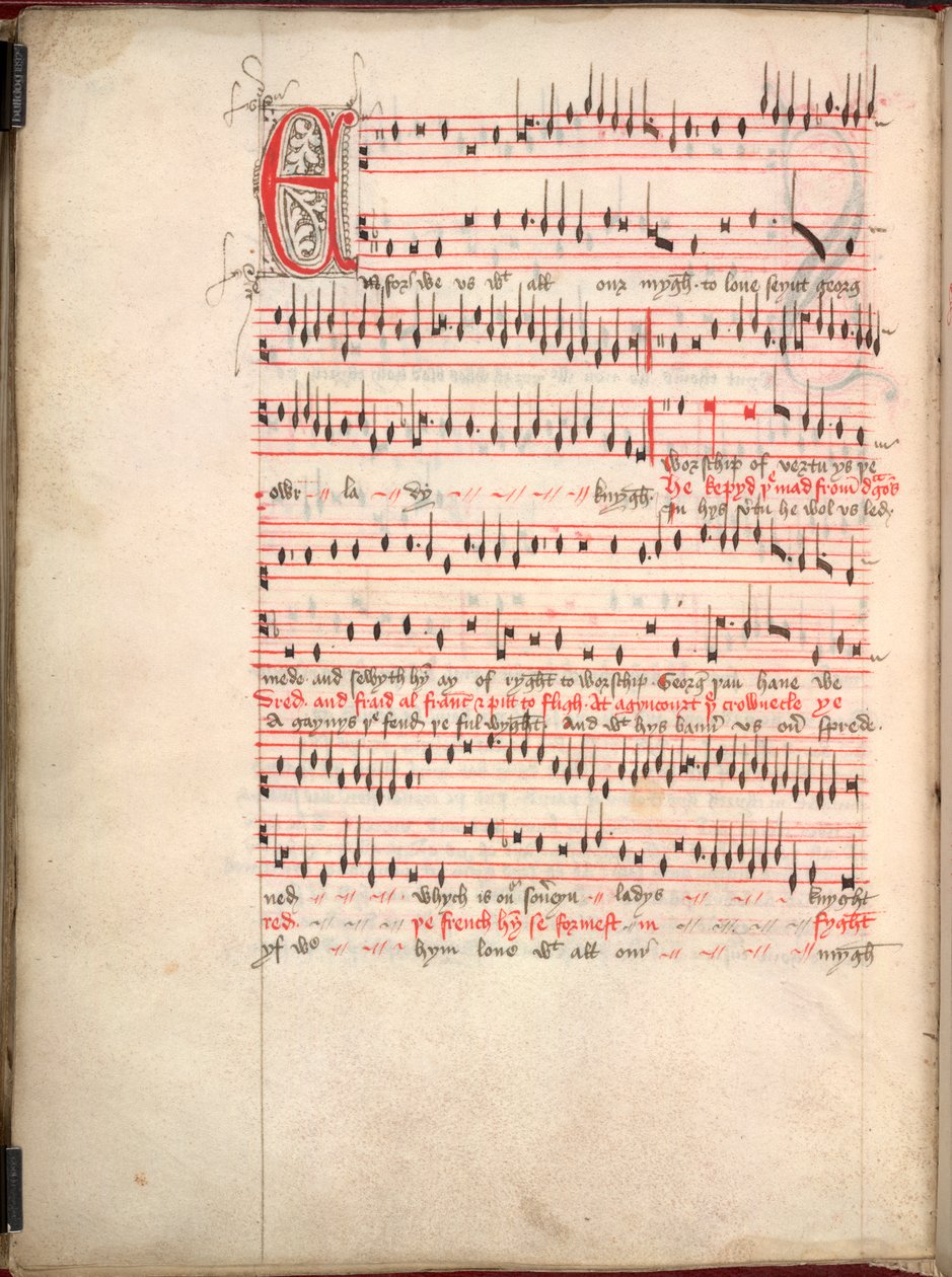 Egerton 3307 ، f.63v كارول للقديس جورج بواسطة مدرسة اللغة الإنجليزية