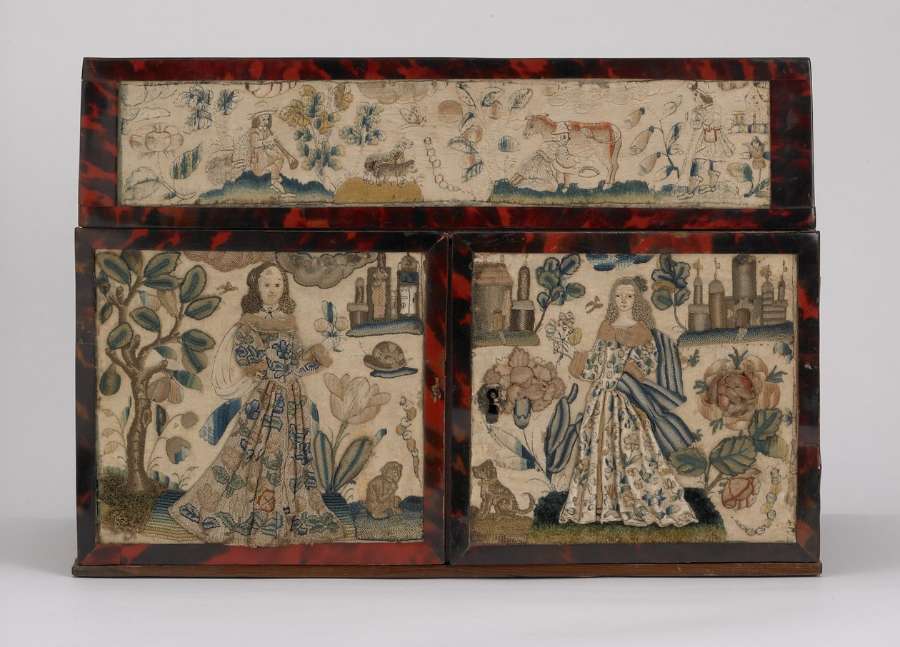 تابوت مطرز ، c. 1660 (حرير ، قماش ، خشب ، ذبلية ، حوامل فضية) بواسطة مدرسة اللغة الإنجليزية