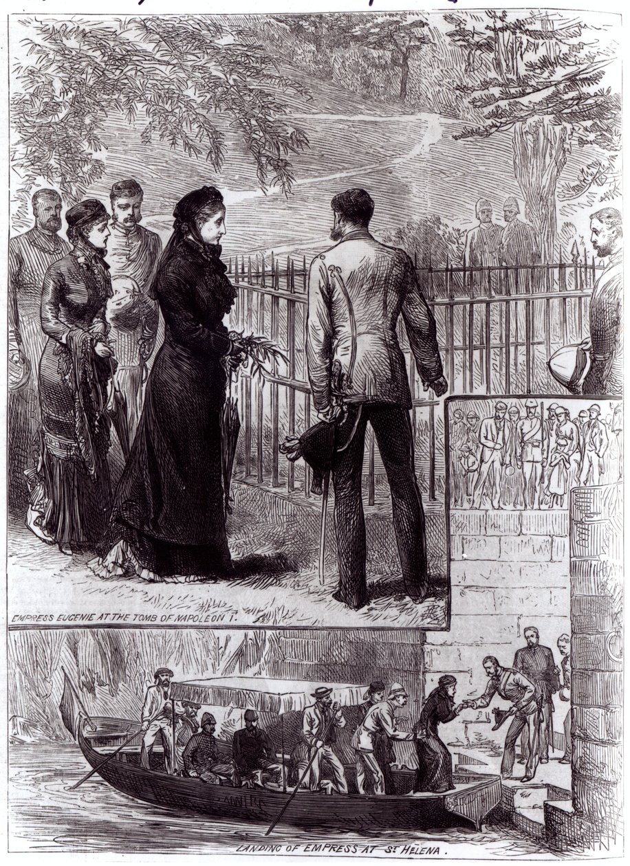 الإمبراطورة أوجيني تزور قبر نابليون الأول في سانت هيلانة ، 1880 بواسطة مدرسة اللغة الإنجليزية