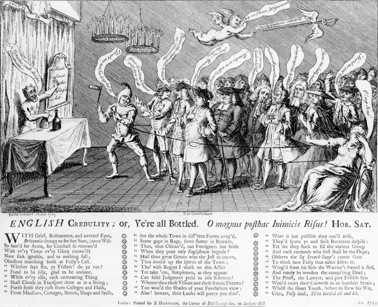 Credulity الإنجليزية أو Yere all Bottled ، 1749 بواسطة مدرسة اللغة الإنجليزية