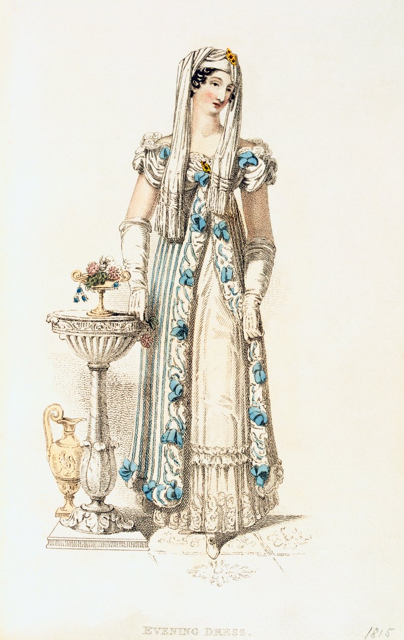 فستان سهرة ، لوحة الموضة من Ackermanns Repository of Arts بواسطة مدرسة اللغة الإنجليزية