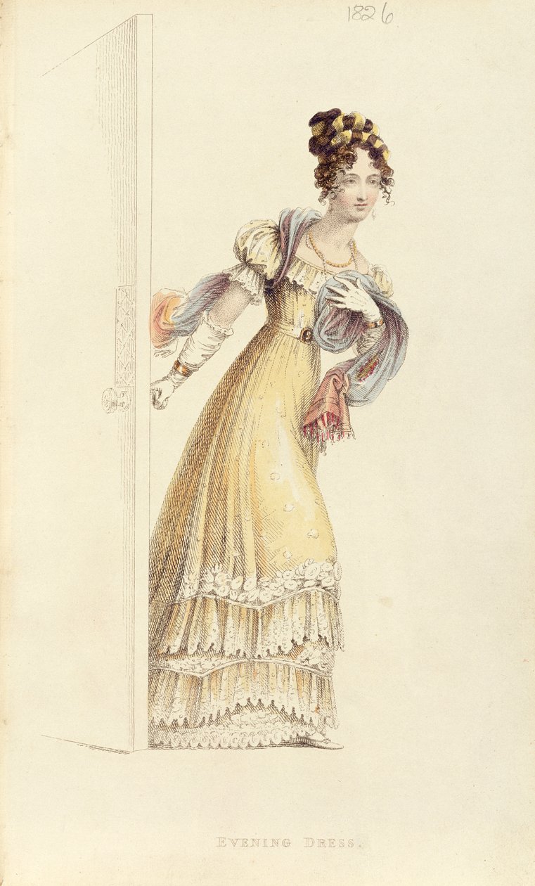 فستان سهرة ، لوحة الموضة من Ackermanns Repository of Arts بواسطة مدرسة اللغة الإنجليزية