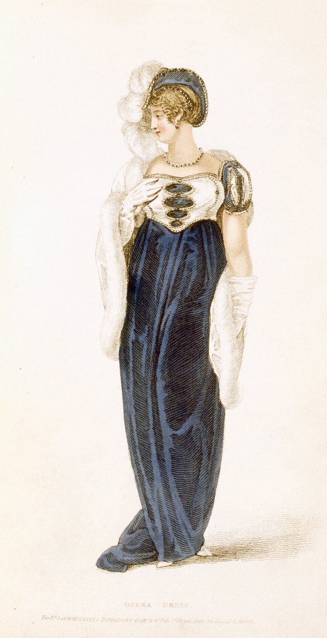 فستان سهرة ، لوحة الموضة من Ackermanns Repository of Arts بواسطة مدرسة اللغة الإنجليزية