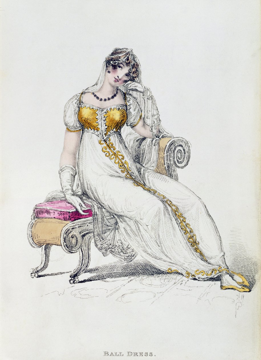 فستان سهرة أو فستان زفاف ، لوحة الموضة من Ackermanns Repository of Arts بواسطة مدرسة اللغة الإنجليزية