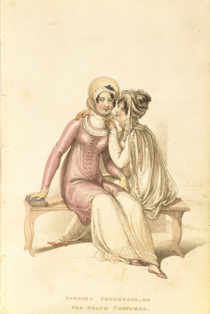 أزياء السهرة أو التنزه أو شواطئ البحر ، لوحة الموضة من Ackermanns Repository of Arts بواسطة مدرسة اللغة الإنجليزية