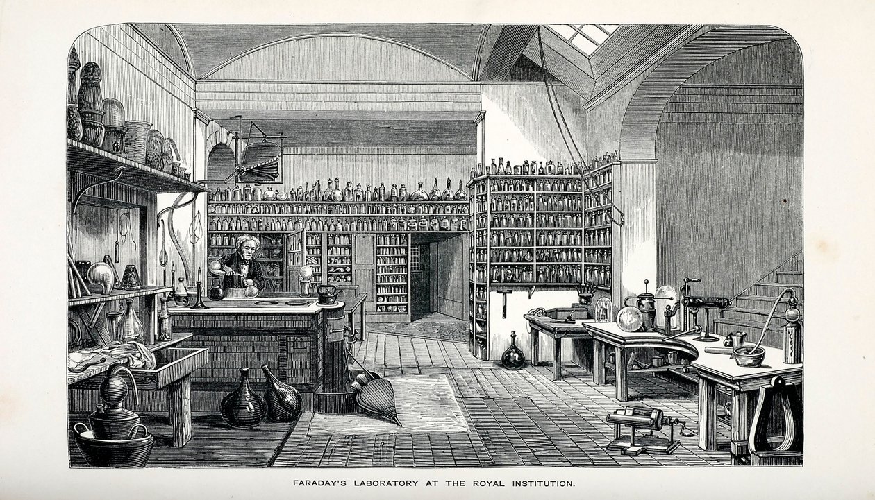 مختبر فاراداي في المعهد الملكي ، حانة. 1870. بواسطة مدرسة اللغة الإنجليزية