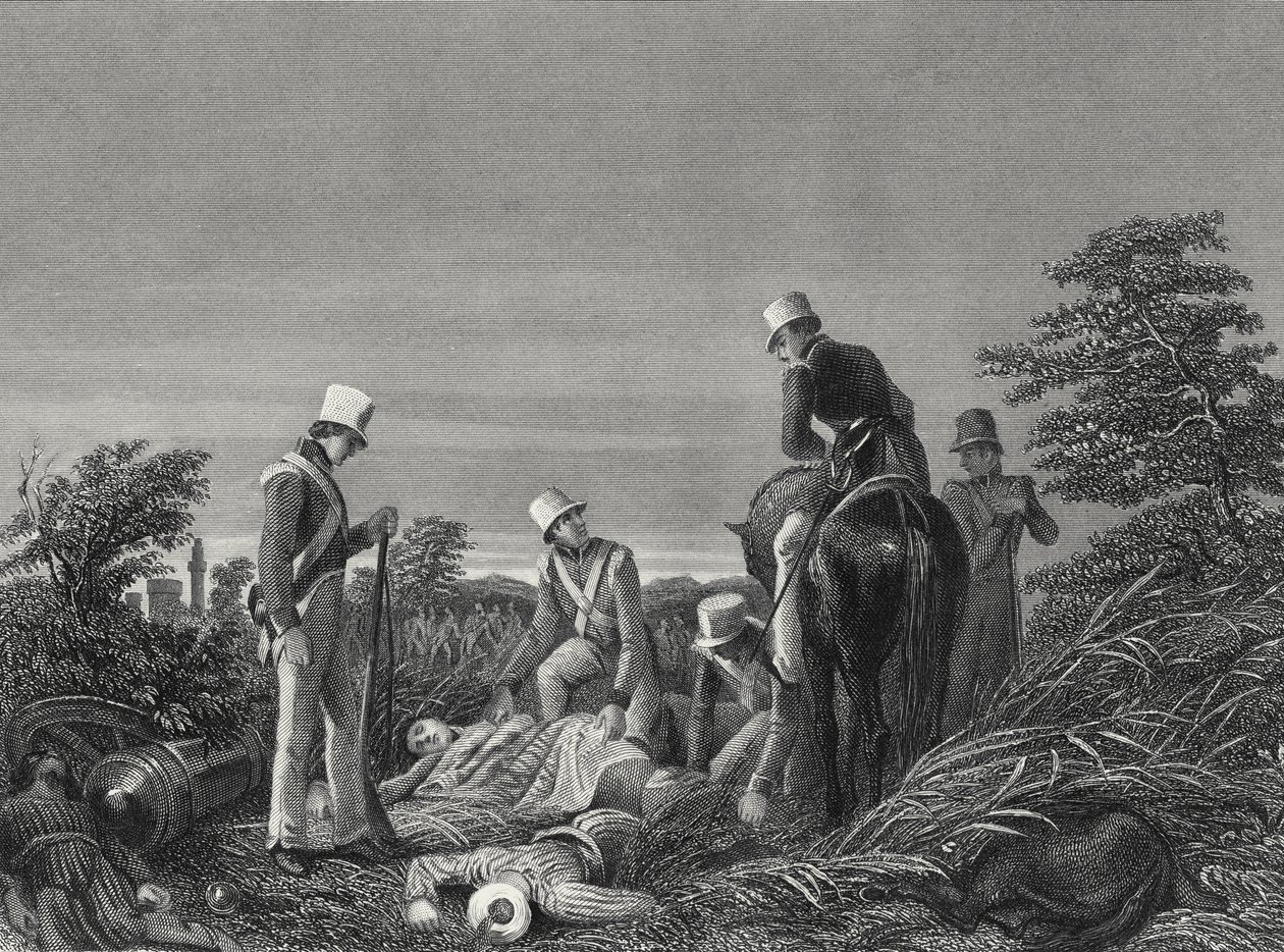 العثور على ألوان الفوج الرابع والعشرين بعد معركة تشيليانوالله حوالي 1850 (نقش) بواسطة مدرسة اللغة الإنجليزية