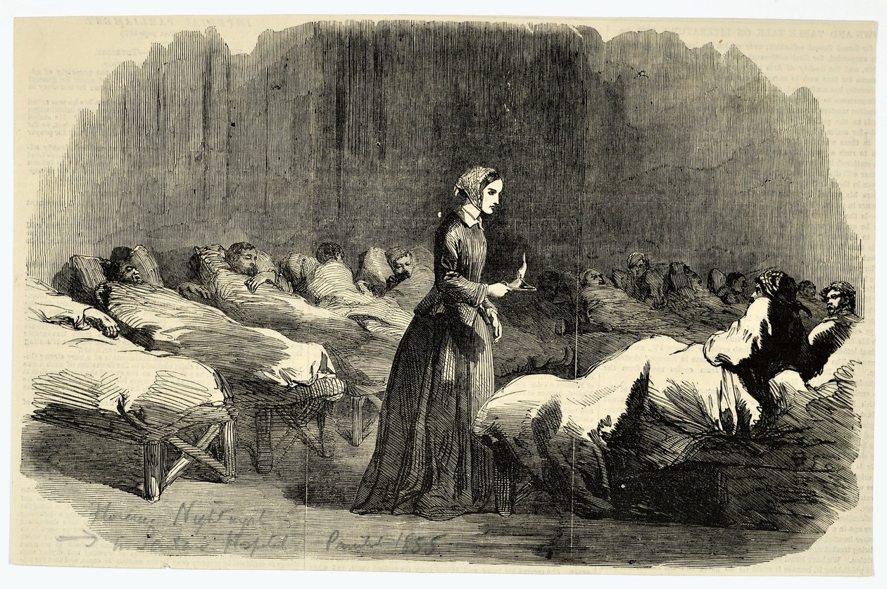 فلورنس نايتنجيل في مستشفى باراك ، سكوتاري ، 1855 بواسطة مدرسة اللغة الإنجليزية