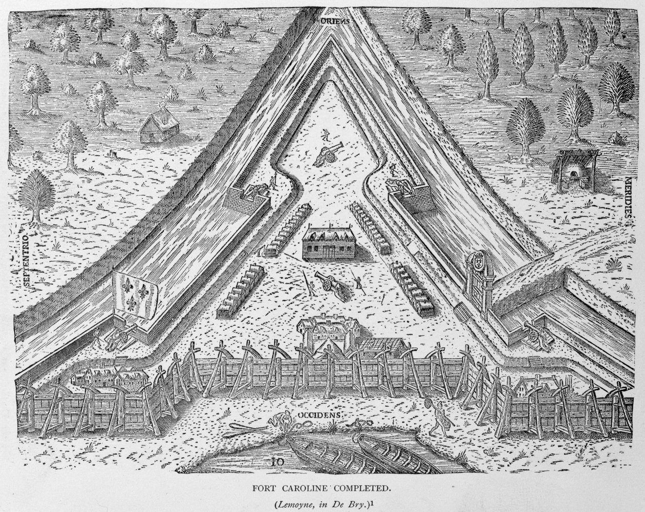 اكتمل حصن كارولين ، من "السرد والتاريخ النقدي لأمريكا" ، حرره جوستين وينسور ، لندن ، 1886 بواسطة مدرسة اللغة الإنجليزية