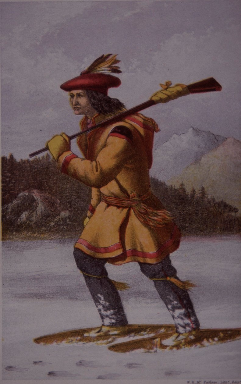 French Fur Trapper in Canada in 18th century (colour litho) بواسطة مدرسة اللغة الإنجليزية