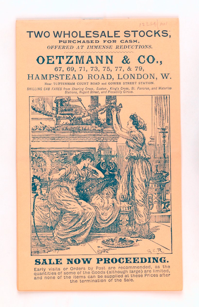 الغلاف الأمامي من كتالوج Oetzmann & Co. ، c.1885-90 (طباعة) بواسطة مدرسة اللغة الإنجليزية