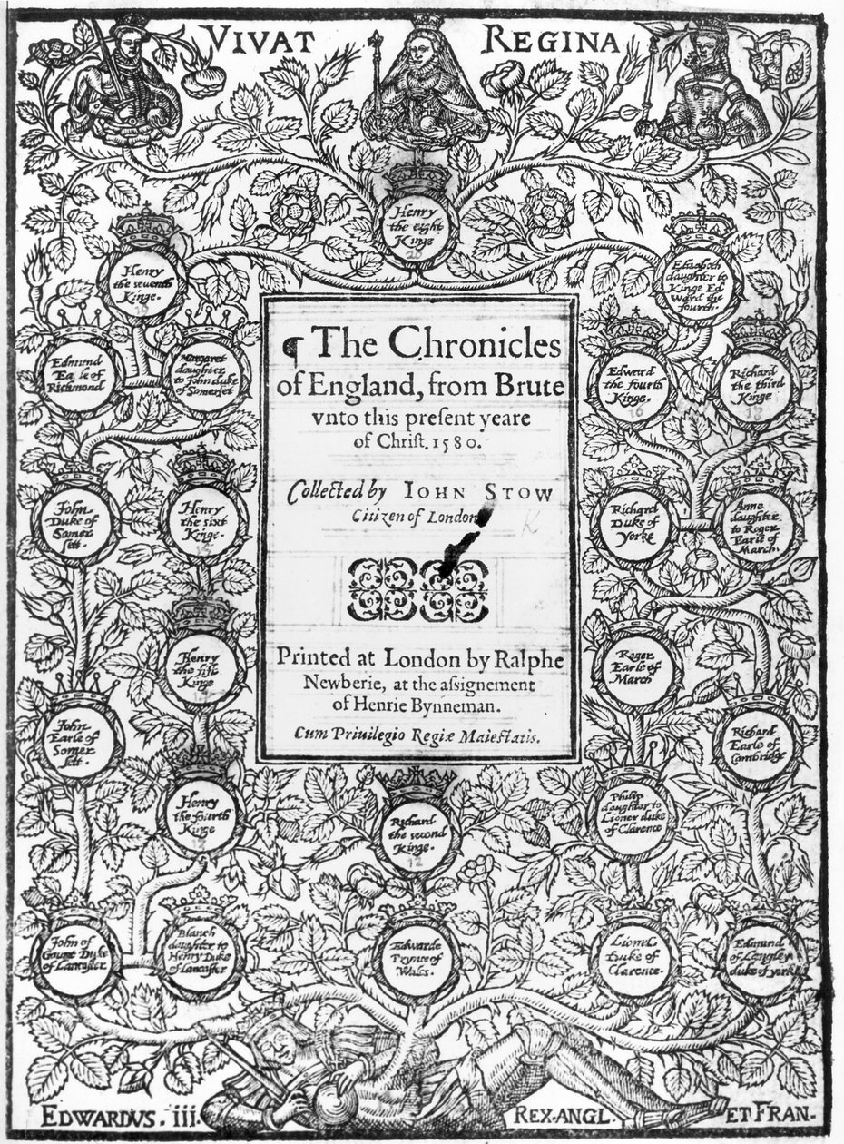 الجزء الأمامي من سجلات إنجلترا بواسطة جون ستو (c.1525-1605) ، 1580 بواسطة مدرسة اللغة الإنجليزية