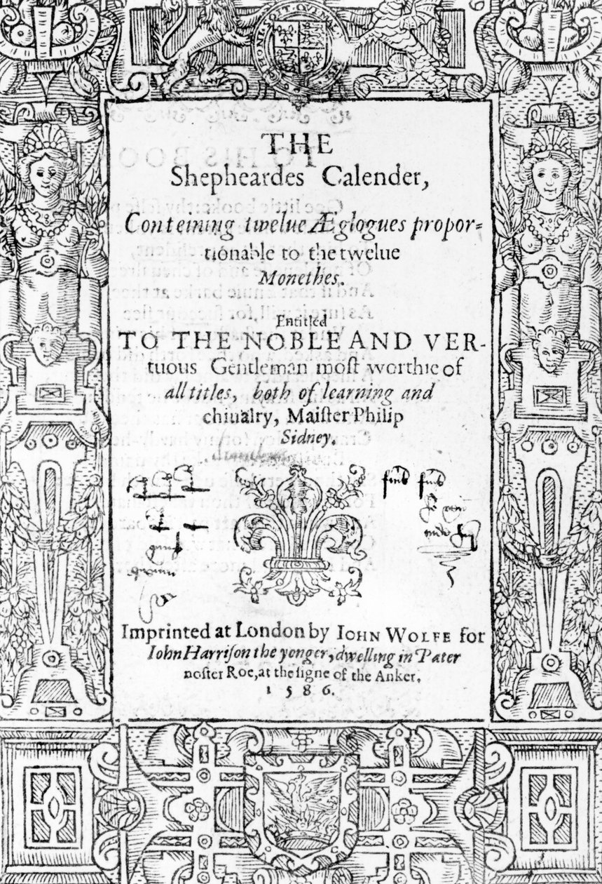 صورة للجبهة من Shepheardes من قبل Esmond Spenser (1552-99) ، نشر 1586 بواسطة مدرسة اللغة الإنجليزية