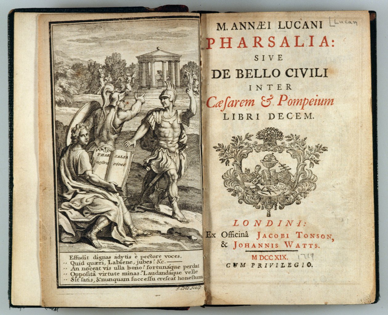 صورة إلى Pharsalia أو الحرب الأهلية بين قيصر وبومبي بقلم ماركوس أنيوس لوكان (39-65 م) منقوش بواسطة جيه كول ، 1719 بواسطة مدرسة اللغة الإنجليزية