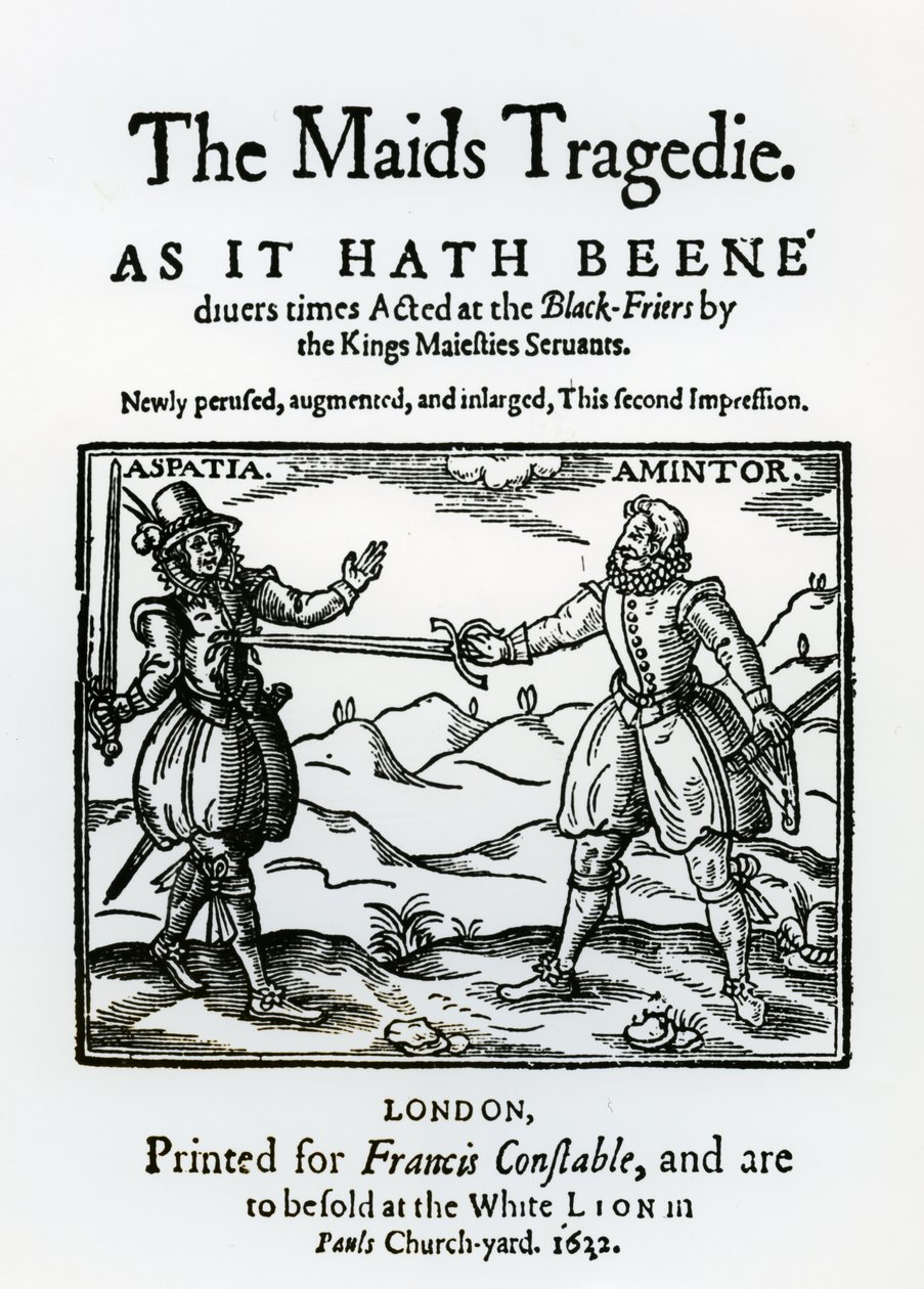صورة في مواجهة مأساة الخادمات بقلم السير فرانسيس بومونت (1584-1616) وجون فليتشر (1579-1625) 1622 بواسطة مدرسة اللغة الإنجليزية