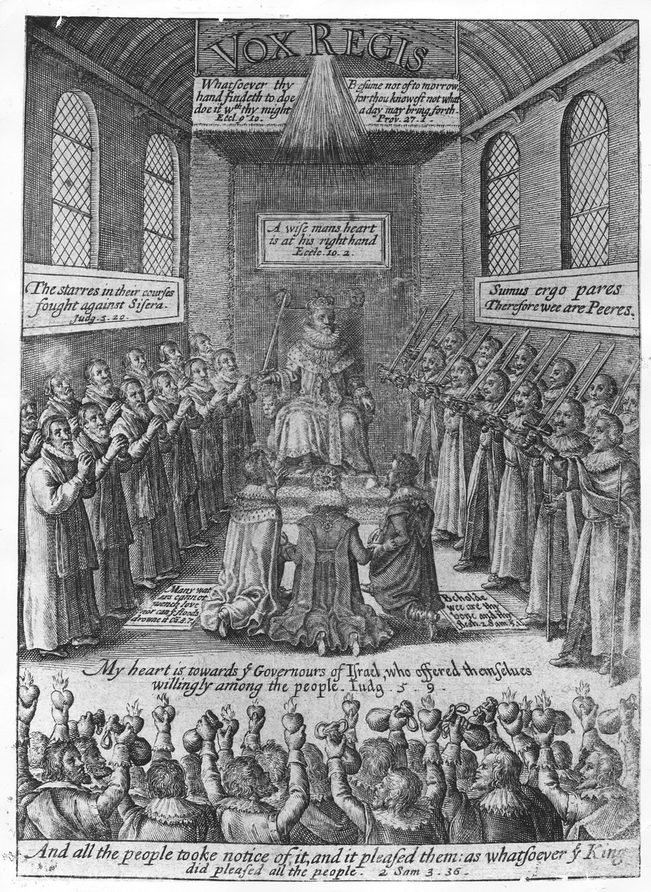صورة من "Vox Regis" لتوماس سكوت ، c.1624 (النقش) بواسطة مدرسة اللغة الإنجليزية