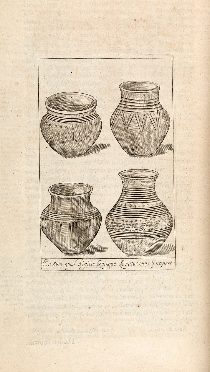الجرار الجنائزية ، رسم توضيحي من أعمال توماس براون ، لندن 1686 بواسطة مدرسة اللغة الإنجليزية