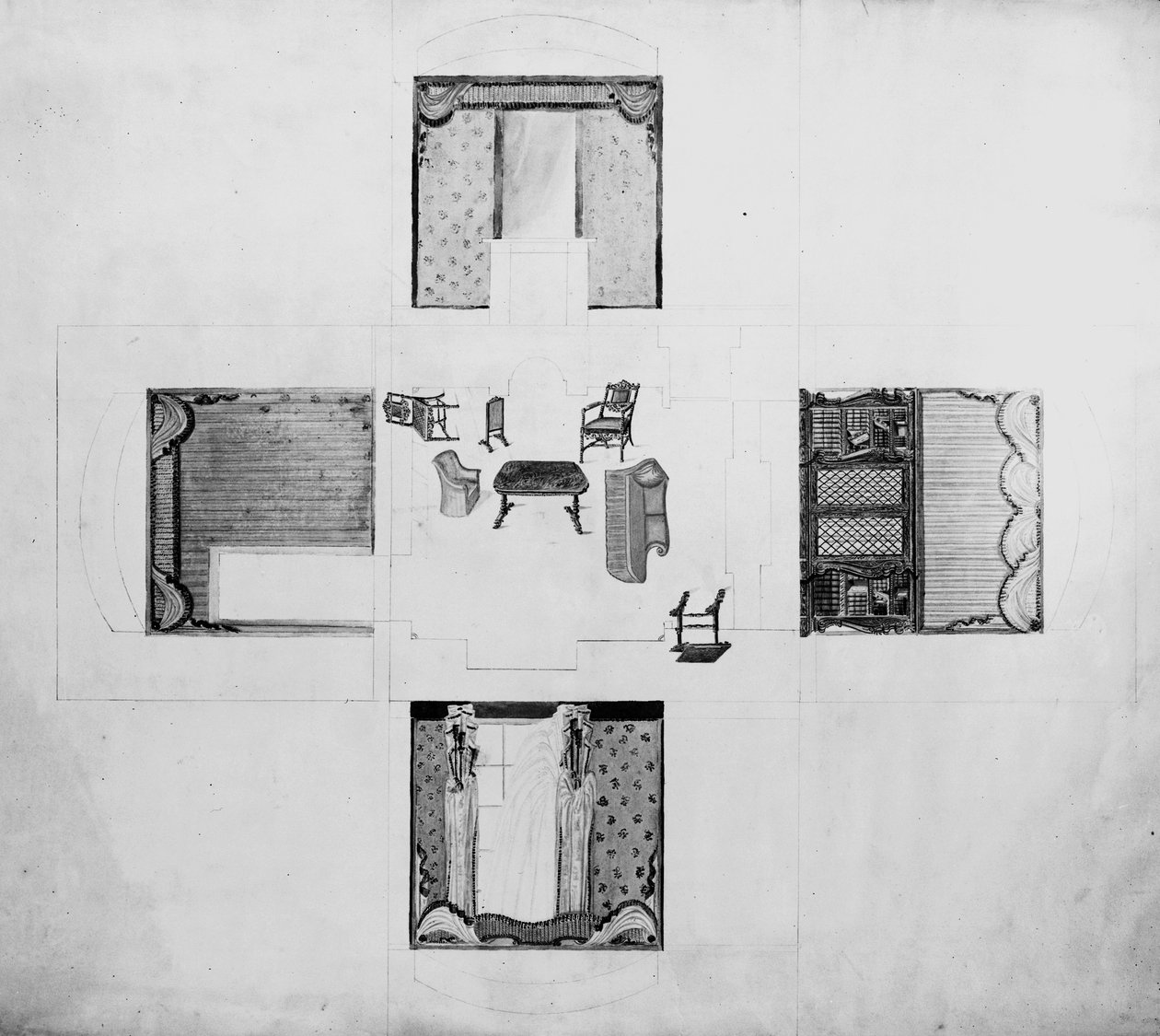 تأثيث غرفة الرسم الصغيرة ، Gillows and Co ، 1822 بواسطة مدرسة اللغة الإنجليزية