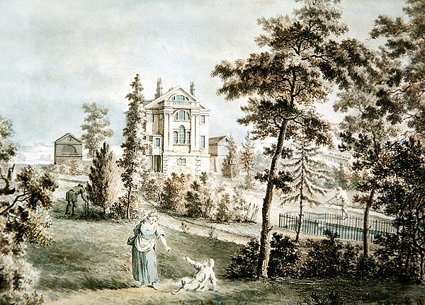 جناح حديقة في حديقة ، حوالي عام 1725 (ألوان مائية على ورق) بواسطة مدرسة اللغة الإنجليزية