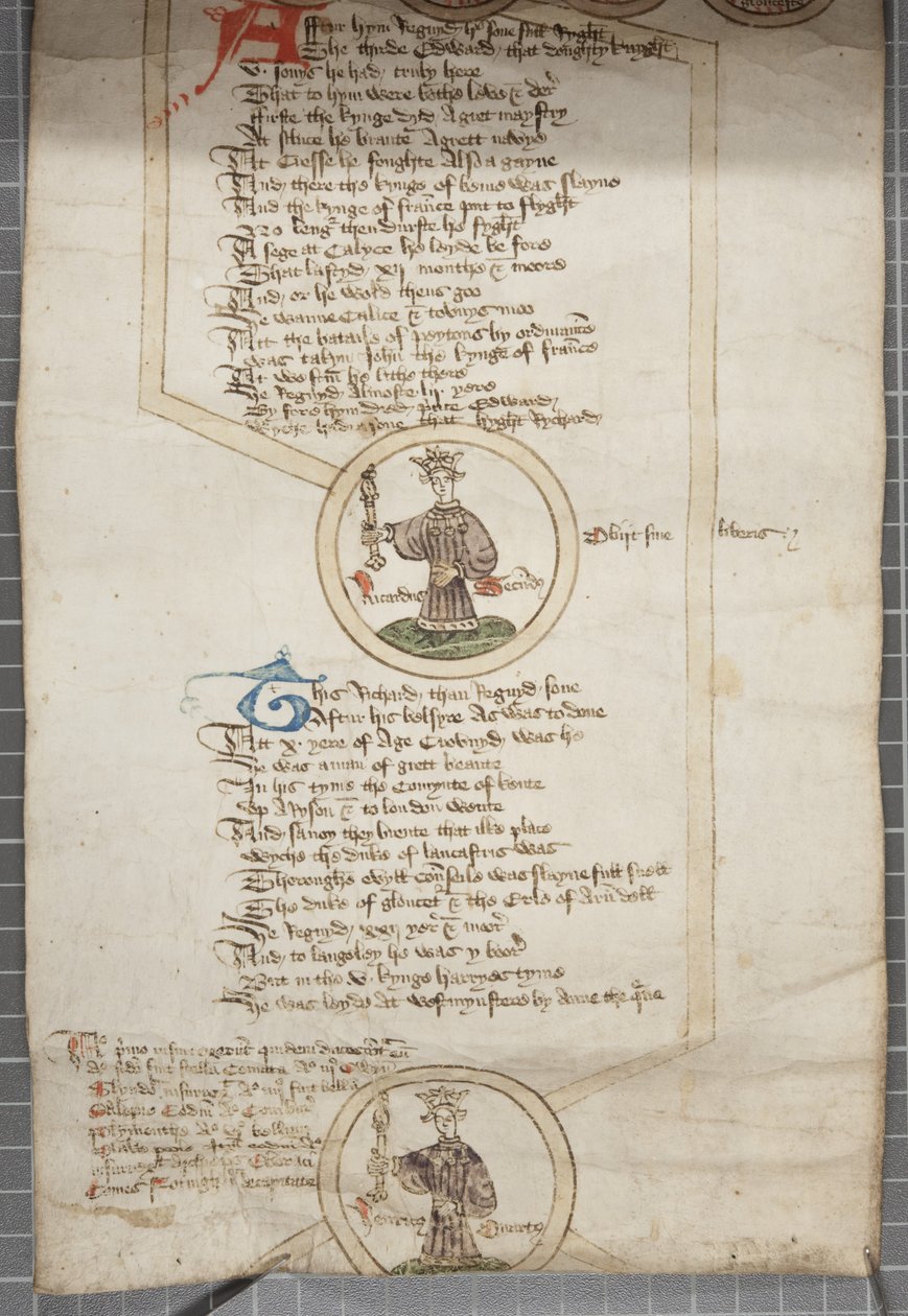 لفة الأنساب لملوك إنجلترا ، حوالي 1440-1479 (قلم وحبر على رق) بواسطة مدرسة اللغة الإنجليزية