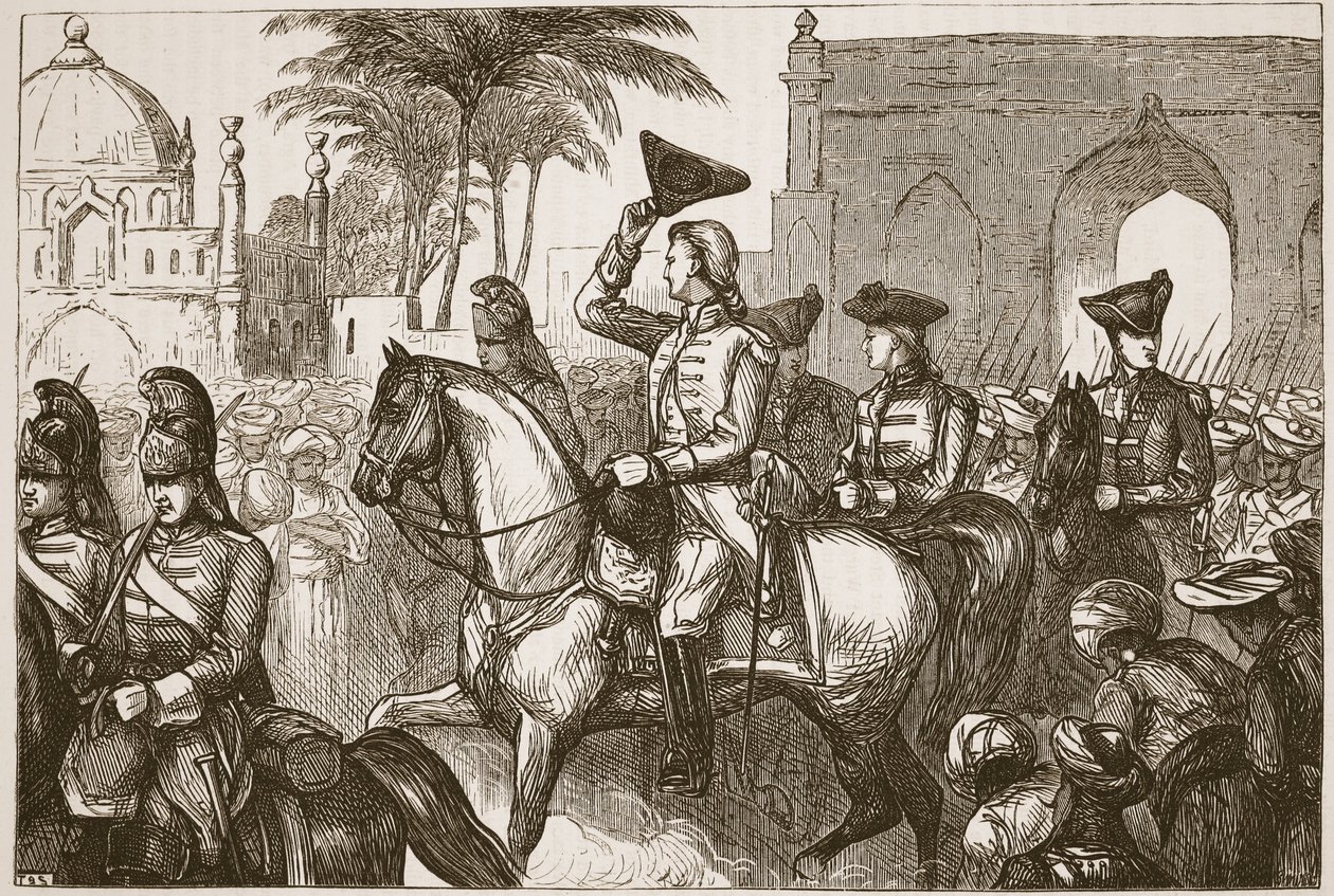 عام غودارد يدخل سورات ، رسم توضيحي من Cassells Illustrated History of India بواسطة جيمس جرانت ، حانة. 1879 بواسطة مدرسة اللغة الإنجليزية