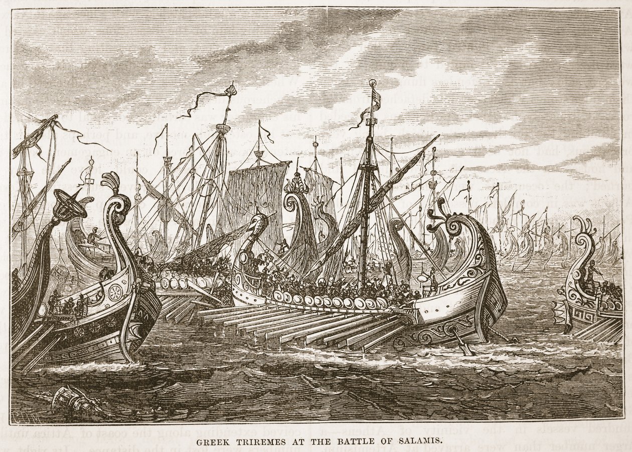 Triremes اليونانية في معركة سلاميس بواسطة مدرسة اللغة الإنجليزية