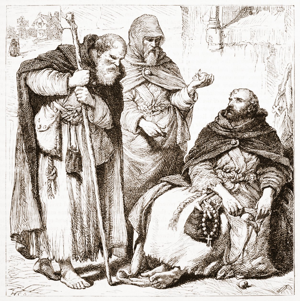مجموعة من الرهبان المتسولين ، توضيح من تاريخ البروتستانتية بقلم جيمس أيتكين ويلي (1808-1890) ، حانة. 1878 بواسطة مدرسة اللغة الإنجليزية