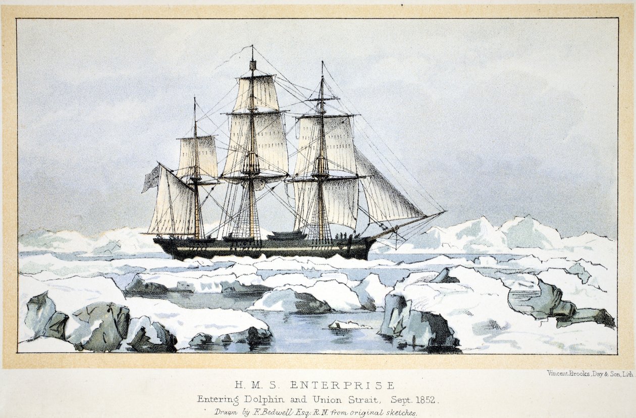 دخلت HMS Enterprise دولفين ومضيق الاتحاد ، سبتمبر ١٨٥٢ بواسطة مدرسة اللغة الإنجليزية