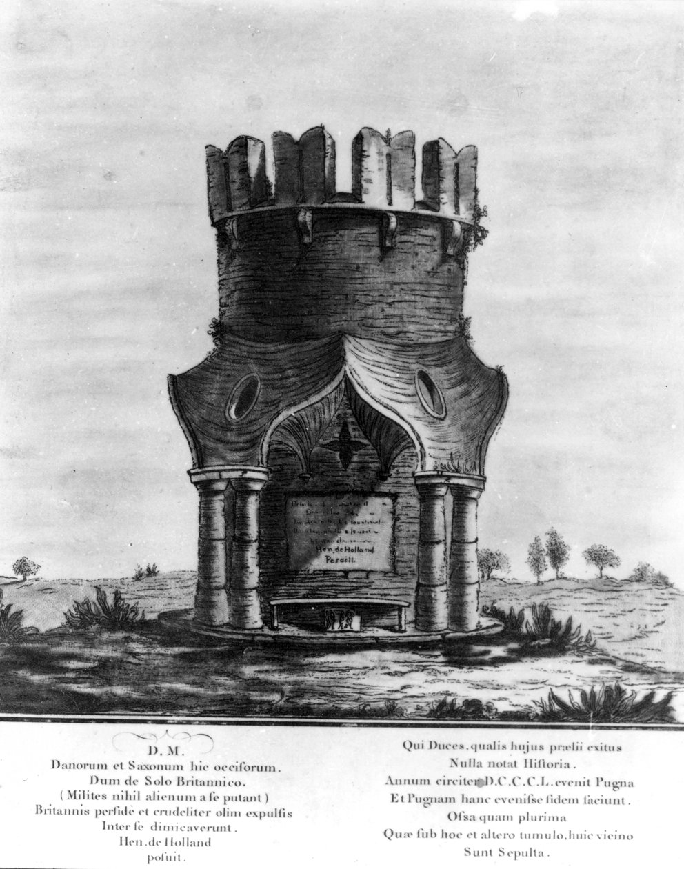 نصب هاكنداون ، محفور بجي باسيير ، 1780 (أكواتنت مع نقش) بواسطة مدرسة اللغة الإنجليزية