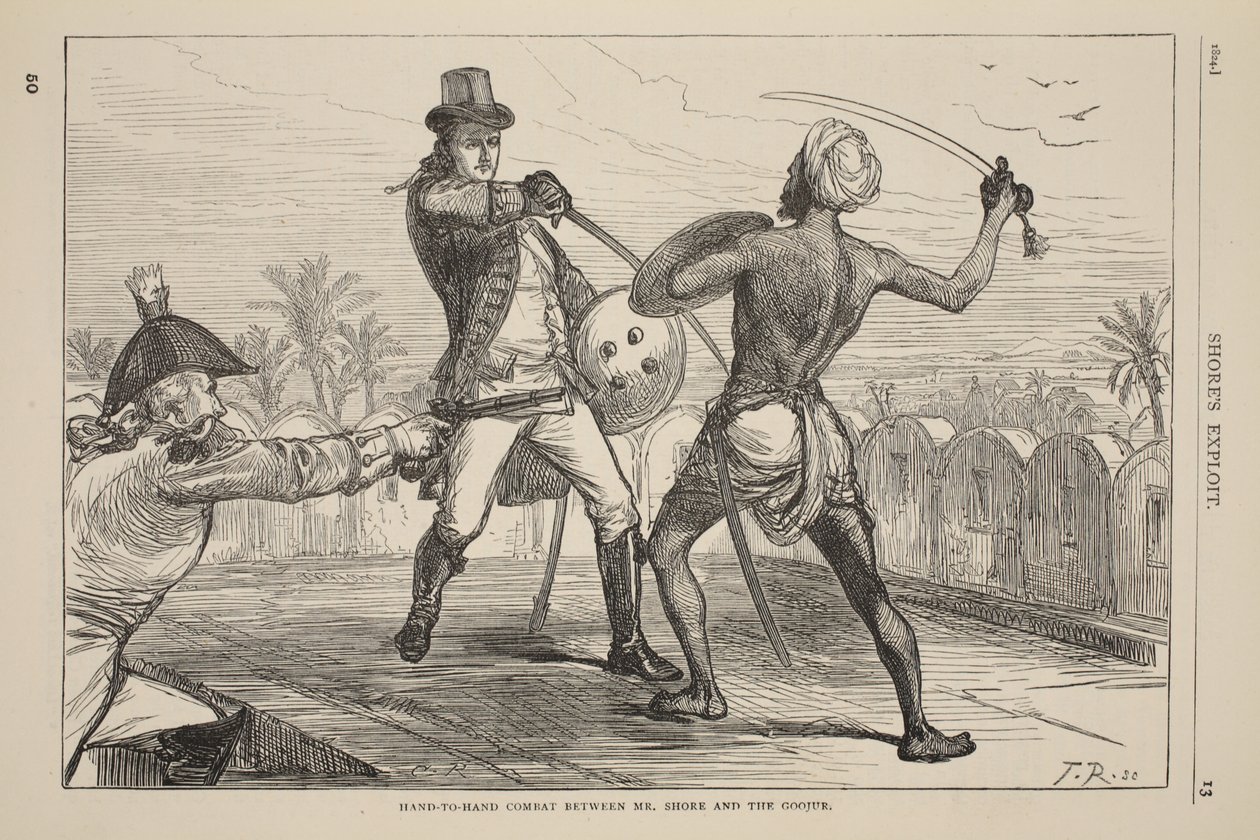 القتال اليدوي بين السيد شور وجوجور ، رسم توضيحي من Cassells Illustrated History of England بواسطة مدرسة اللغة الإنجليزية