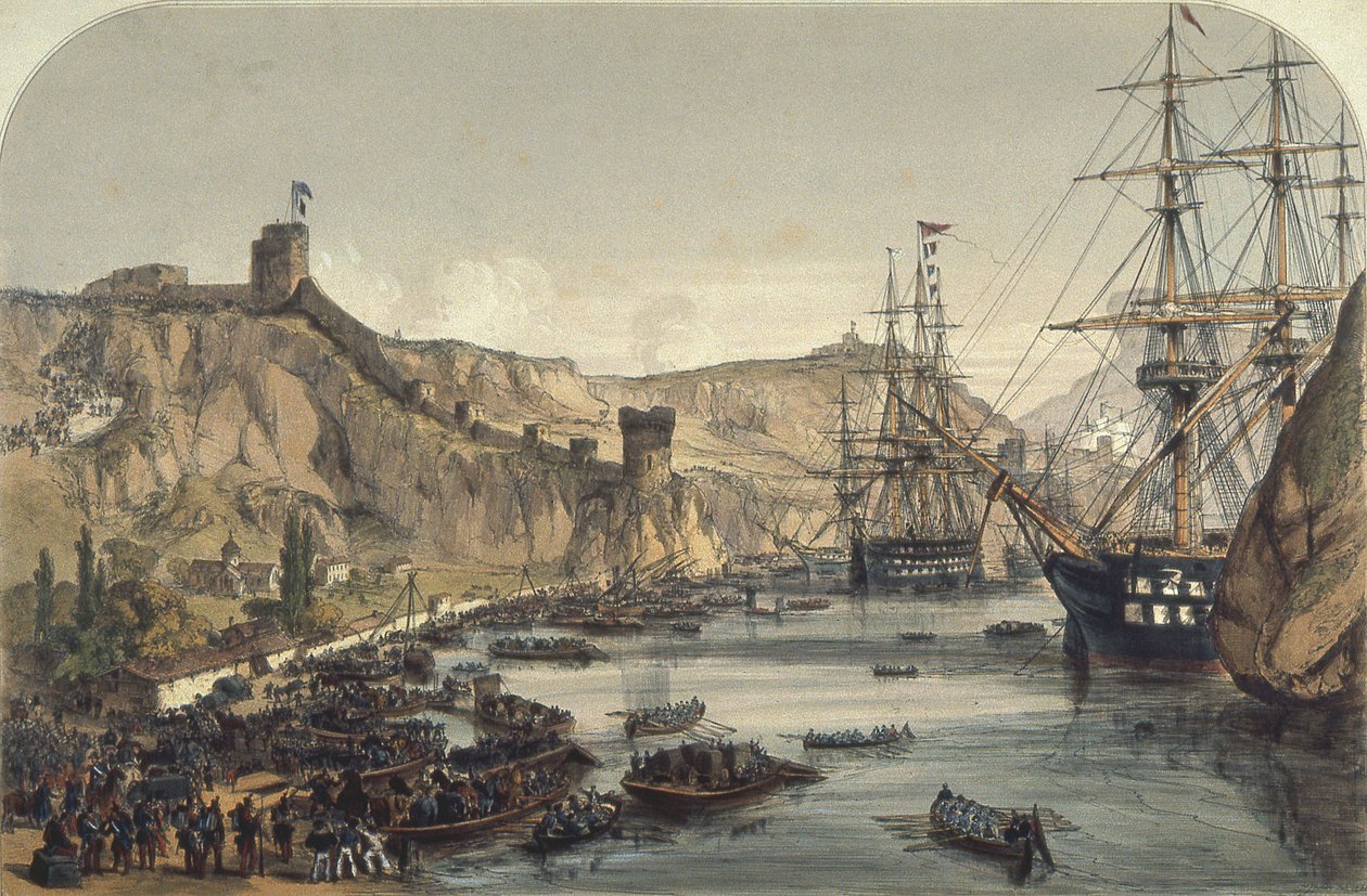 ميناء بالاكلافا المطل على البحر الأسود ، 1859 بواسطة مدرسة اللغة الإنجليزية