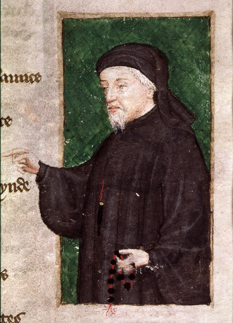 Harl 4866 f.88 Portrait of Chaucer ، من قصيدة "فوج الأمراء" لتوماس هوكليف (1368-1426) (ورق) بواسطة مدرسة اللغة الإنجليزية