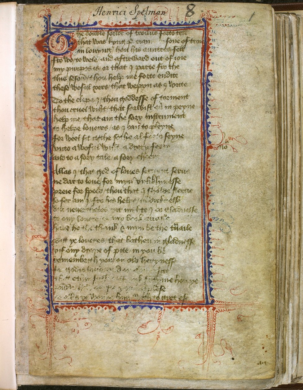 Harley 2392، f.1 Troilus and Criseyde، بقلم جيفري تشوسر (ورق) بواسطة مدرسة اللغة الإنجليزية