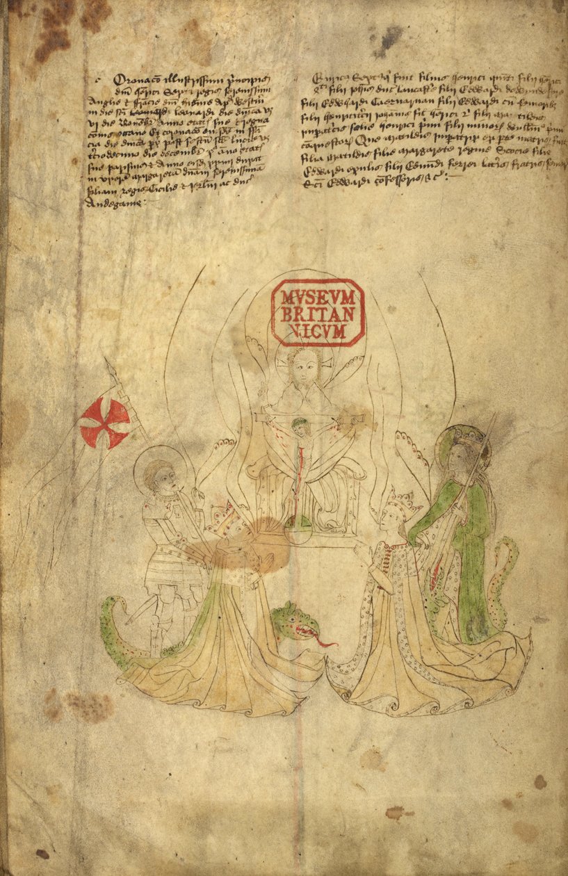 هارلي 318 ، ص 8 ، هنري السادس ، ملك إنجلترا ، وزوجته مارغريت أنجو ، رسم توضيحي من "تاريخ وأنساب الملوك ... إنجلترا" (ورق) بواسطة مدرسة اللغة الإنجليزية