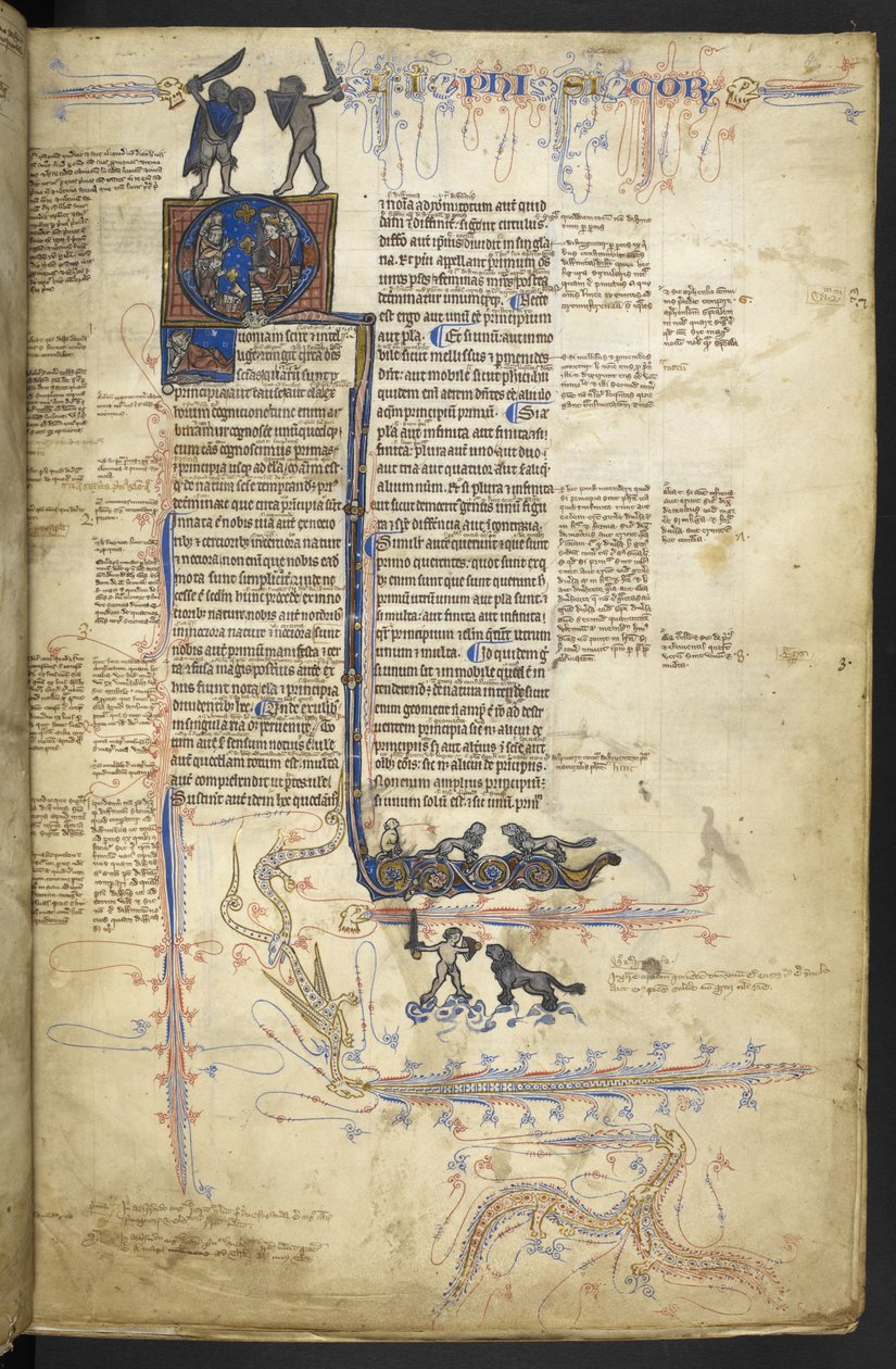 Harley MS 3487، f.4r Aristotle Physica، from 