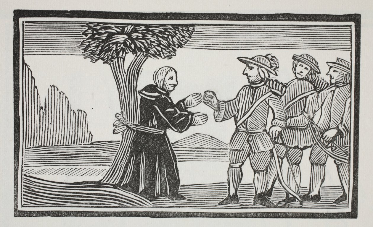 لقد ربط الاباتي بشجرة ، التوضيح من كتب الفصل الثامن عشر من قبل جون أشتون ، الحانة. 1882 بواسطة مدرسة اللغة الإنجليزية