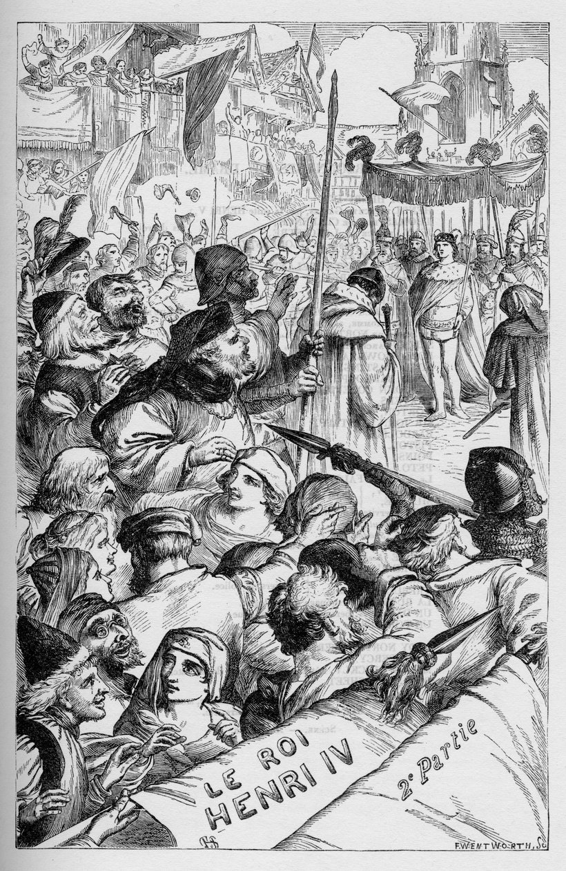 هنري الرابع (هنري الرابع) - رسم توضيحي في "" الأعمال الكاملة لوليام شكسبير "" 1866 - تم استعارة الرسوم التوضيحية والشكل العام لهذه الطبعة من شكسبير المصور لكاسيل ، والذي نُشر في لندن بواسطة مدرسة اللغة الإنجليزية