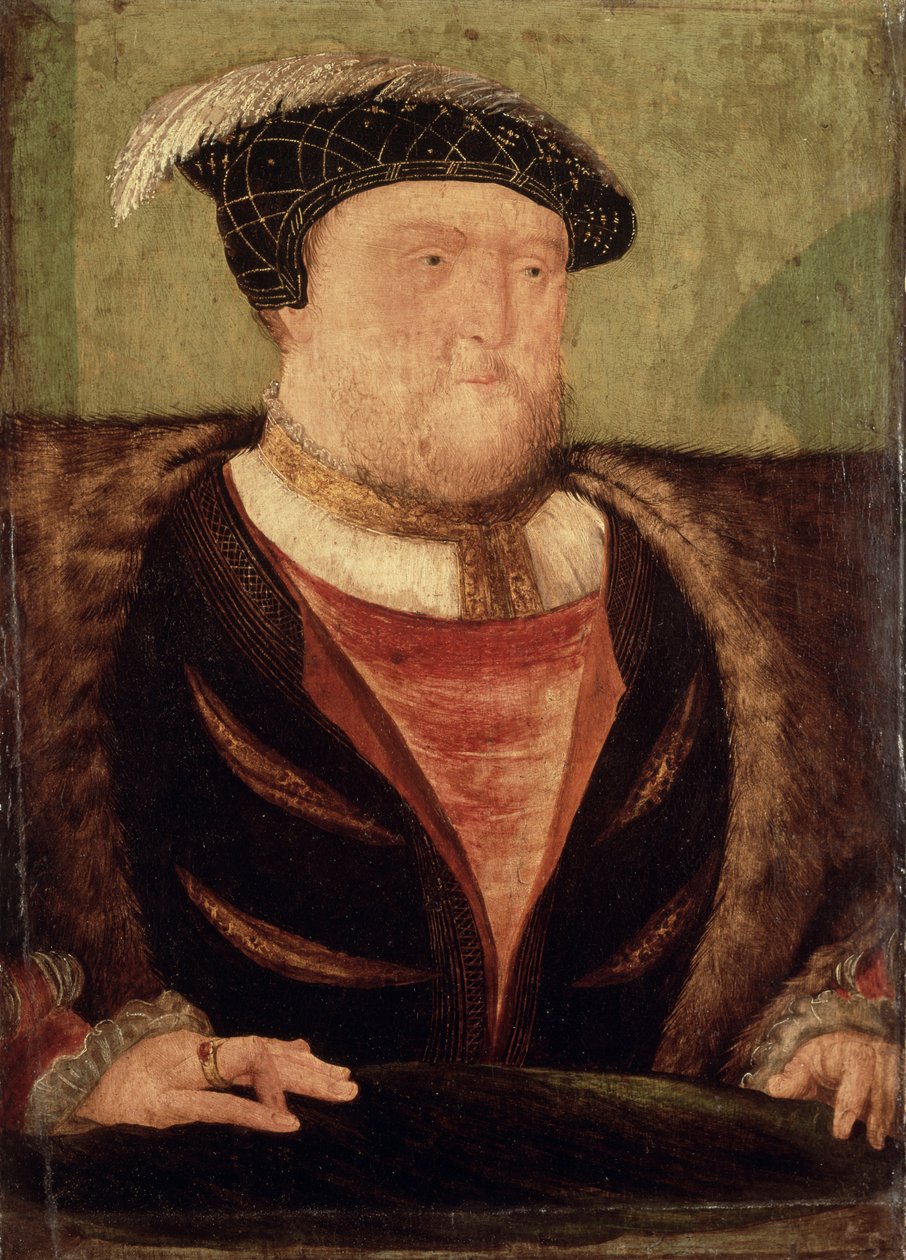 هنري الثامن (1491-1547) (زيت على لوح) بواسطة مدرسة اللغة الإنجليزية