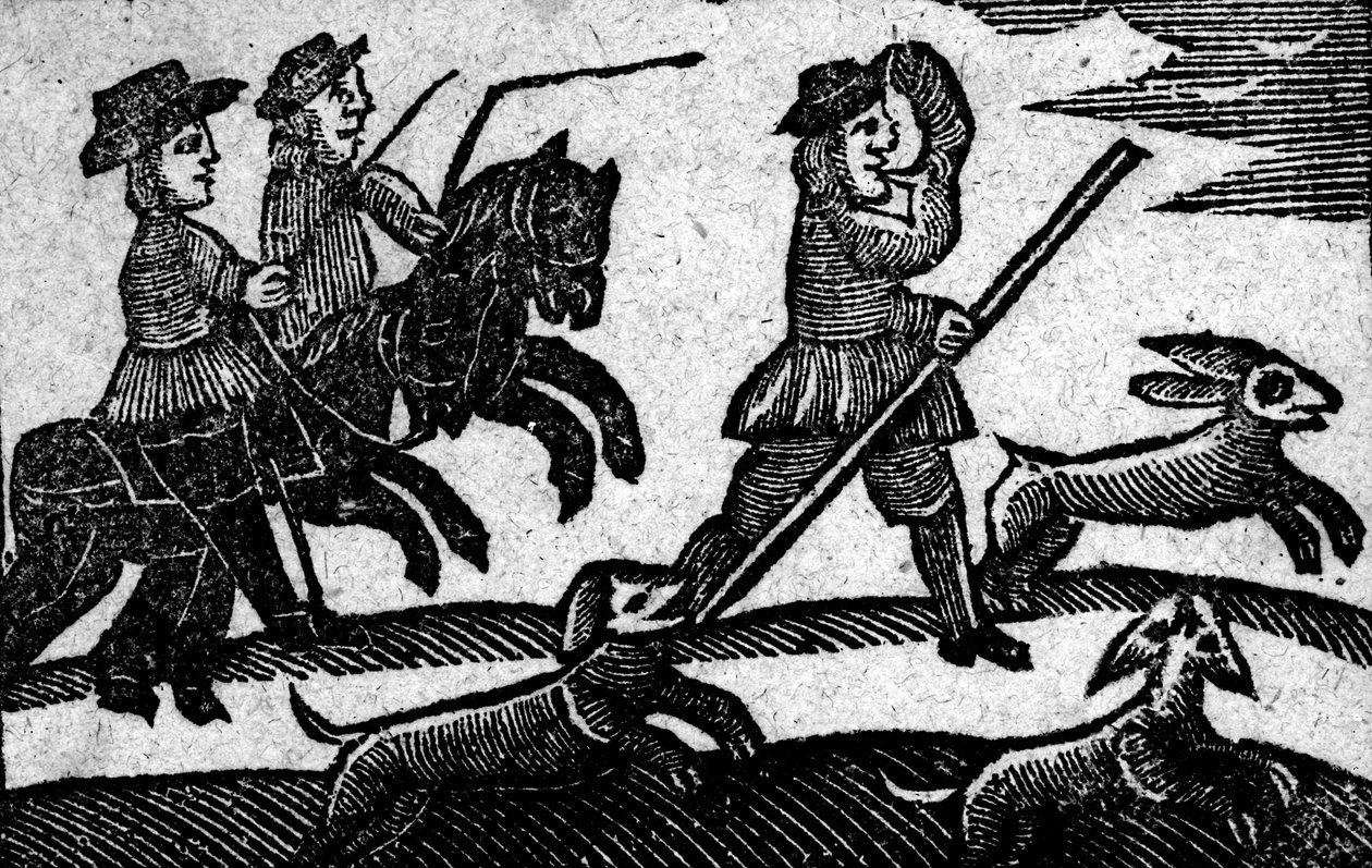 مشهد الصيد ، من كتاب من Roxburghe Ballads بواسطة مدرسة اللغة الإنجليزية