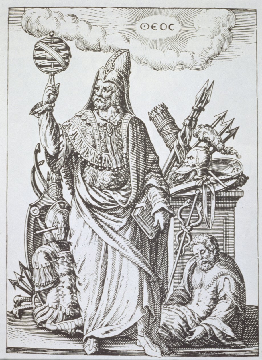 صورة مثالية لهيرميس ، من نسخة من العرافة والسحر بقلم جان جاك بويسارد 1605 ، نشرت في أواخر القرن التاسع عشر بواسطة مدرسة اللغة الإنجليزية