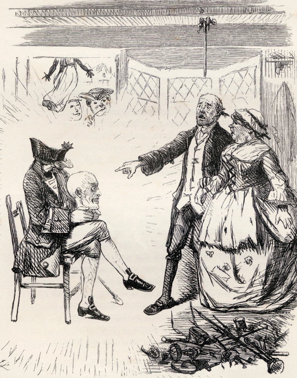 رسم توضيحي بعد J. Leech عن قصيدة "The Legend of Hamilton Tighe" ، من "The Ingoldsby Legends or Mirth and Marvels" ، بقلم توماس إنغولدسبي ، نُشر عام 1865 بواسطة مدرسة اللغة الإنجليزية