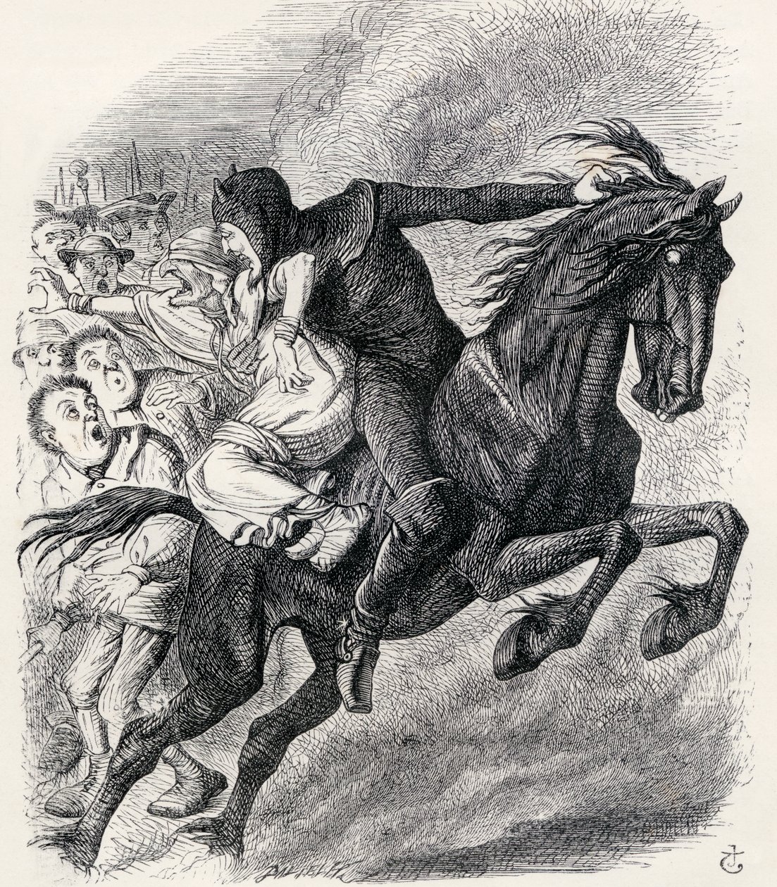 رسم توضيحي بعد J. Tenniel عن قصيدة "قصة الممرضة ، يد المجد" ، من "The Ingoldsby Legends or Mirth and Marvels" ، بقلم توماس إنغولدسبي ، نُشر عام 1865 بواسطة مدرسة اللغة الإنجليزية