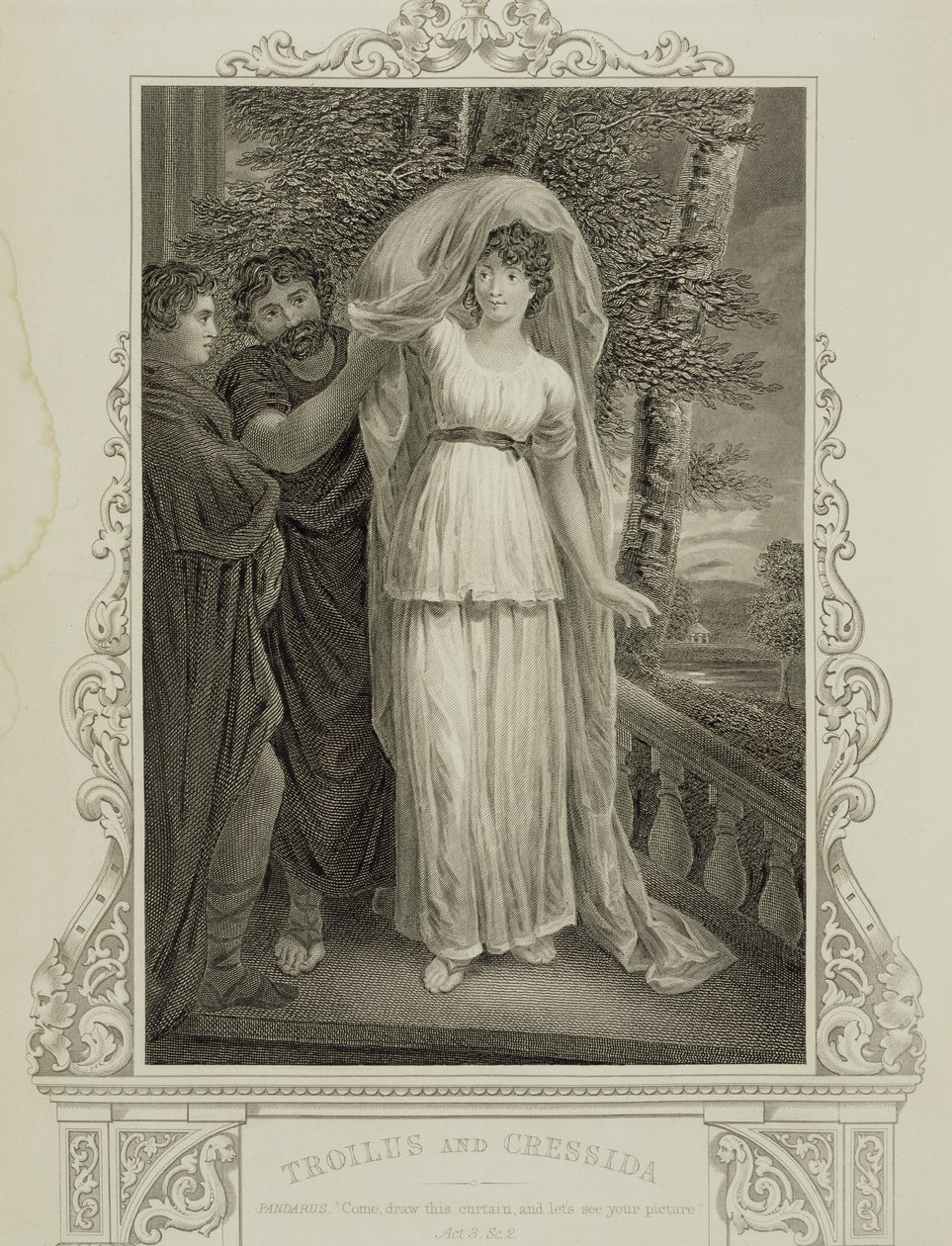 رسم توضيحي من Troilus و Cressida ، الفصل الثالث ، المشهد 2 ، بقلم ويليام شكسبير (1564-1616) بواسطة مدرسة اللغة الإنجليزية