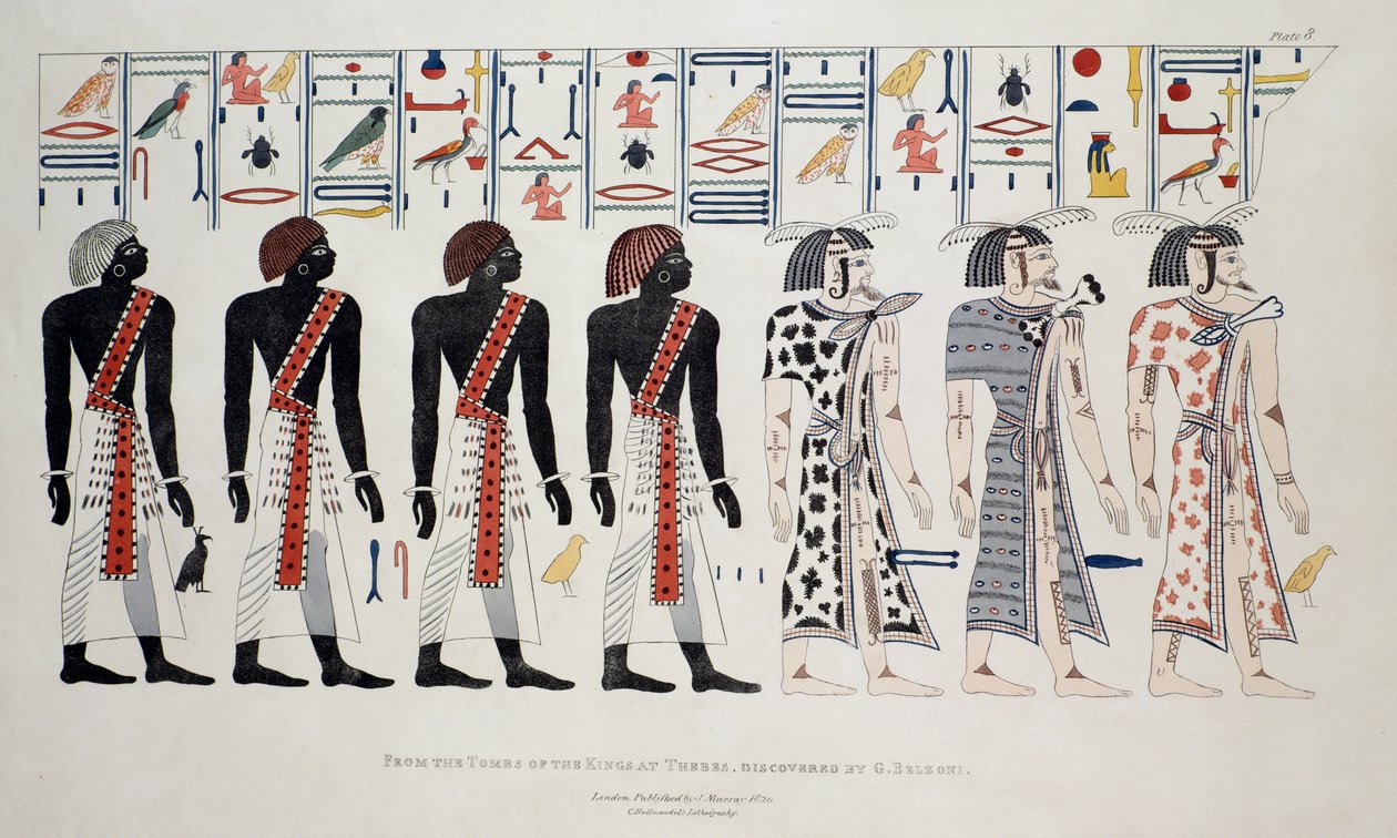 رسم توضيحي من مقابر الملوك في طيبة ، اكتشفه ج. بيلزوني ، مطبوعة منشورة عام 1820 بواسطة مدرسة اللغة الإنجليزية