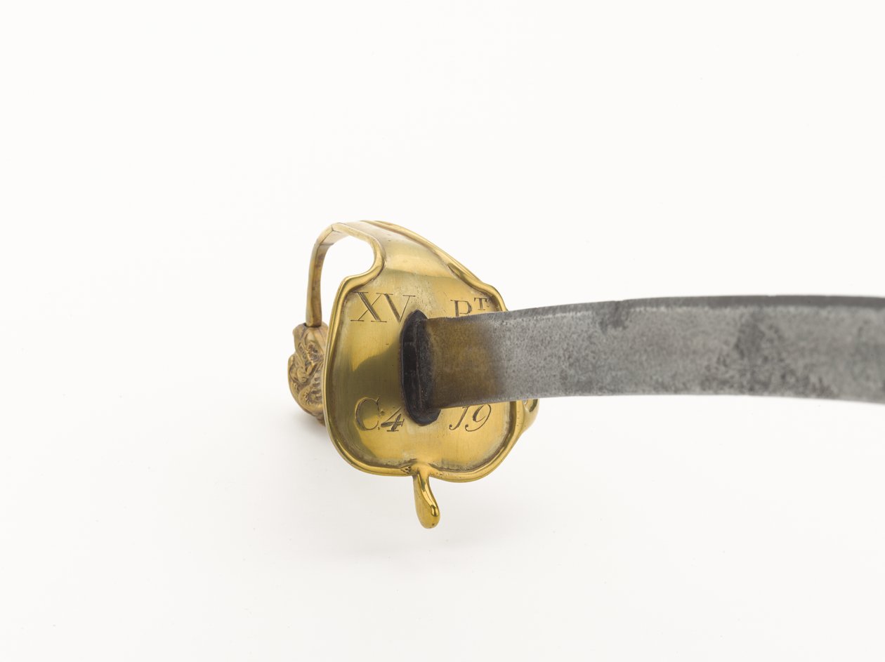 تم وضع علامة سيف شماعات المشاة على الفوج الخامس عشر (ركوب يوركشاير الشرقي) ، 1790 حوالي (معدن) بواسطة مدرسة اللغة الإنجليزية