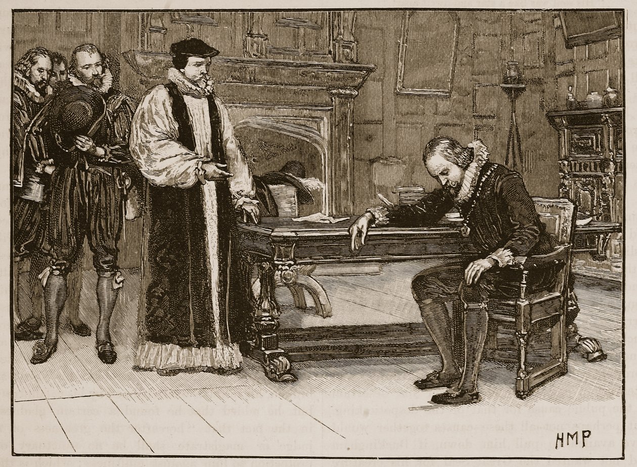 مقابلة بين بيكون ونواب اللوردات ، رسم توضيحي من Cassells Illustrated History of England (sepia photo) بواسطة مدرسة اللغة الإنجليزية