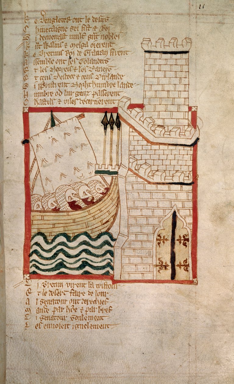 غزو الاسكتلنديين والدنماركيين ، من آية وقائع "رومان دي بروت" (ورق) بواسطة مدرسة اللغة الإنجليزية