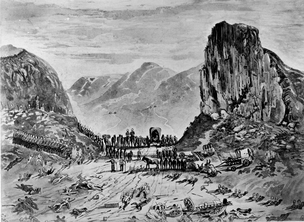 Isandhlwana بعد المعركة ، 1879 (قلم وحبر وغسل على ورق) بواسطة مدرسة اللغة الإنجليزية