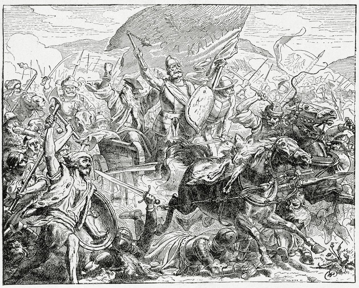 جان زيزكا على الجانب الفائز في معركة جرونوالد عام 1410 ، 1882 بواسطة مدرسة اللغة الإنجليزية